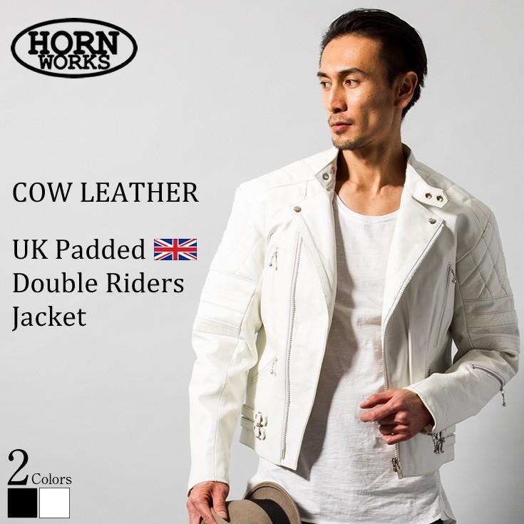 Horn Works 本革 UKパッドダブルライダースジャケット メンズ Horn Works 本革 UKパッドダブルライダースジャケット メンズ