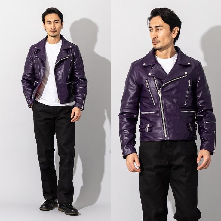 Horn Works 本革 UKタイプ ダブルライダースジャケット メンズ ホーン