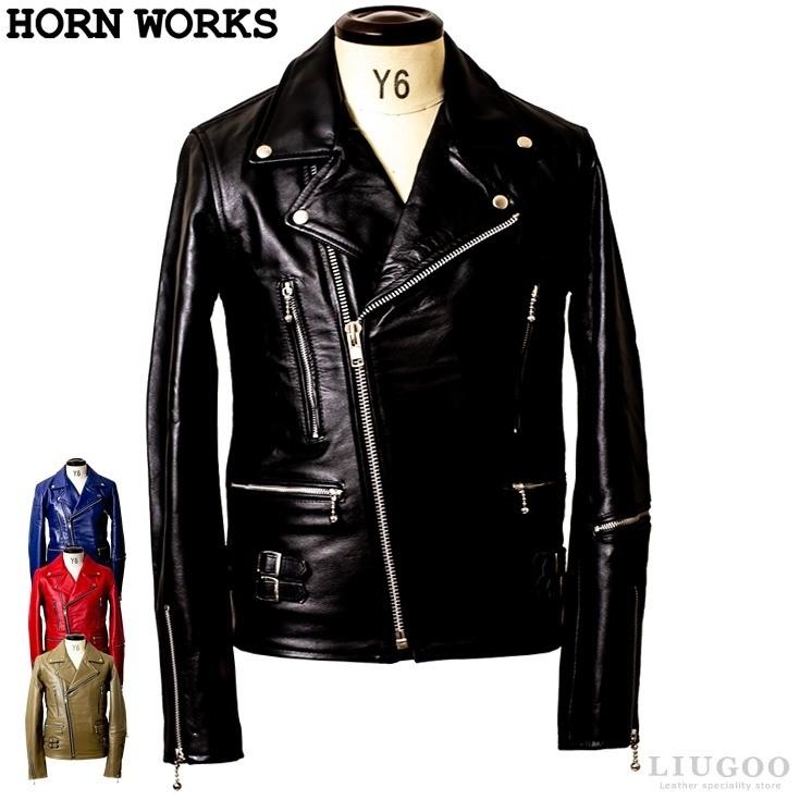 人気カラー再販 Horn Works 本革 UKダブルライダースジャケット メンズ ホーンワークス 3547 レザージャケット ライトニング