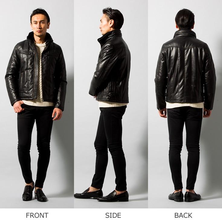 Liugoo Leathers LIUGOO 本革 ダウンライダースジャケット メンズ 