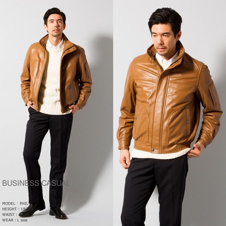 Paris Collection Brand 本革 ハイネック レザーブルゾン メンズ パリ