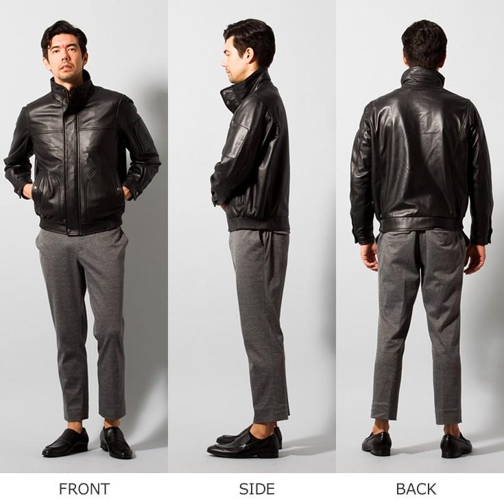 Paris Collection Brand 本革 ハイネック レザーブルゾン メンズ パリ 