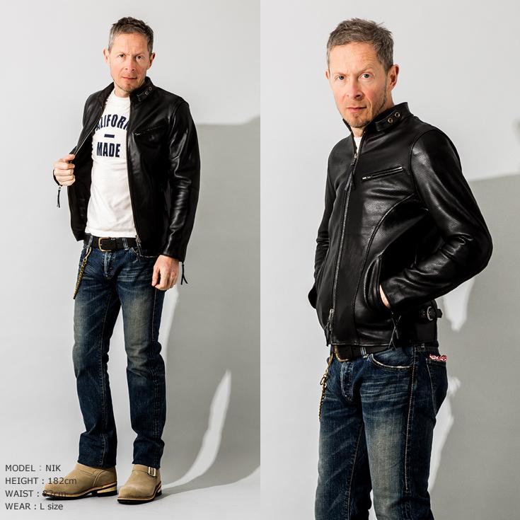 LIUGOO ブラック レザーライダースジャケット Liugoo Leathers 本革 メッシュレザー シングルライダース