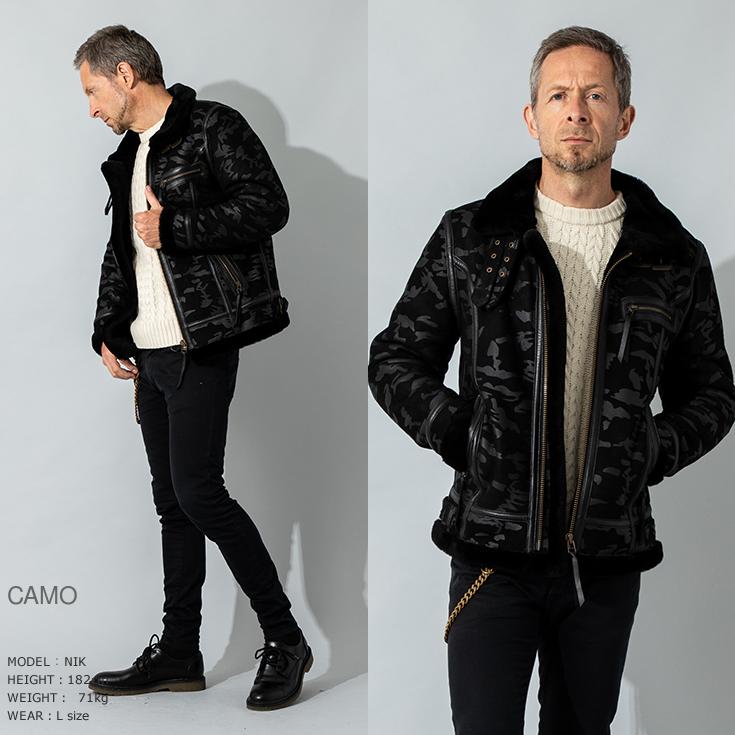 Liugoo Leathers 本革 B-3タイプライダース ムートンジャケット  