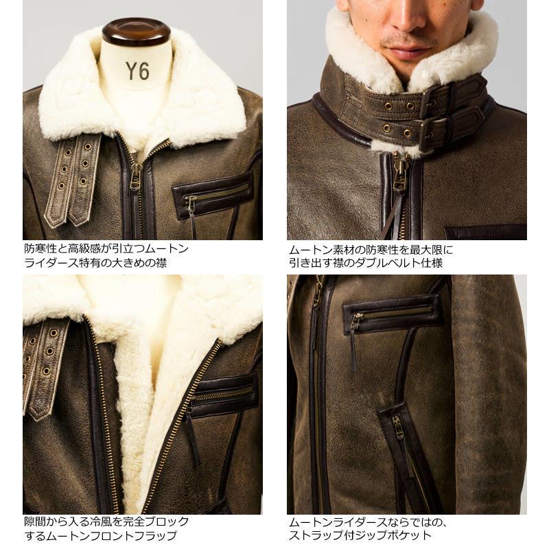 Liugoo Leathers 本革 B 3タイプライダース ムートンジャケット メンズ リューグーレザーズ Srymt01 Mimmjkt N1224 01 本革レザージャケットのリューグー 通販 Yahoo ショッピング