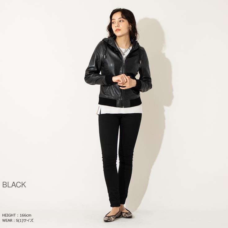 LIUGOO 本革 レザーハイネックパーカー レディース リューグー PRK01LB  レザージャケット ライダースジャケット AP | Liugoo Leathers | 04