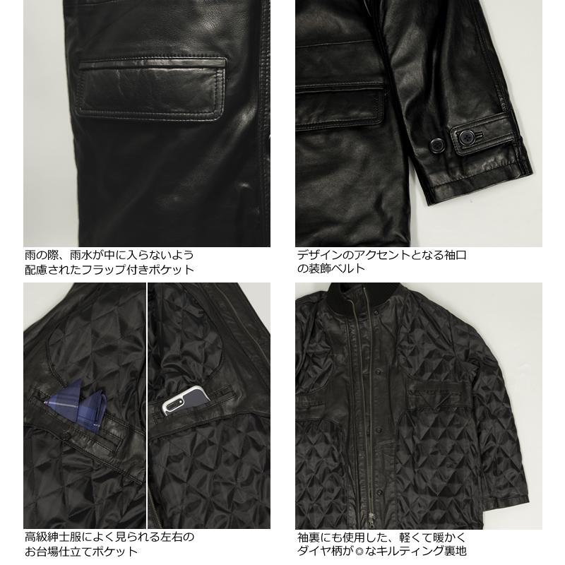 Liugoo Leathers LIUGOO 本革 レザーセミロングコート 通勤