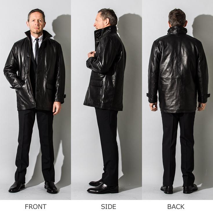 Liugoo Leathers LIUGOO 本革 レザーセミロングコート 通勤