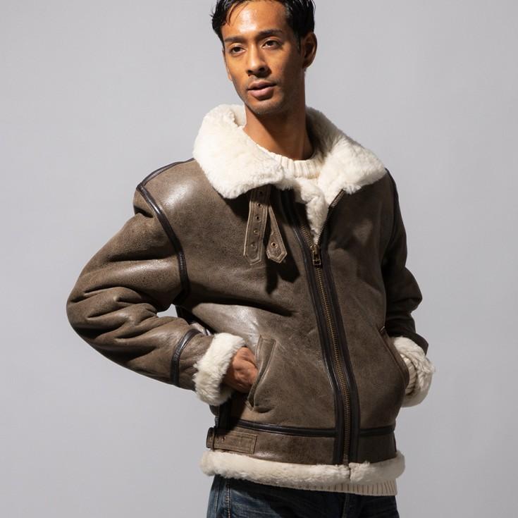 Liugoo Leathers 本革 B-3フライトジャケット ムートンジャケット