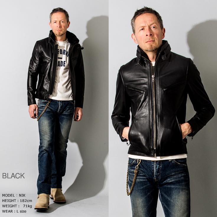 Liugoo Leathers 本革 襟ボアハイネックシングルライダース Liugoo Leathers 本革 襟ボアハイネックシングルライダース
