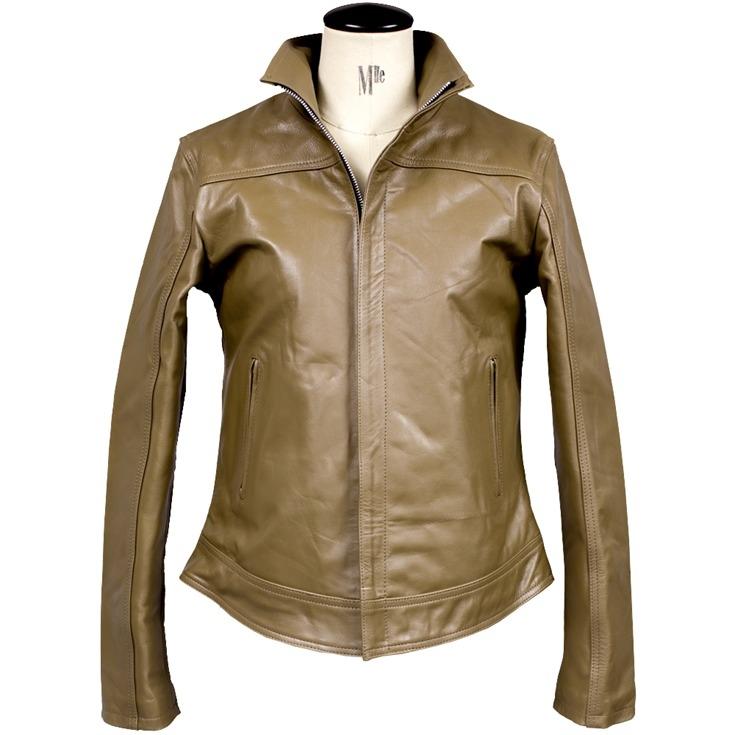 Horn Works 本革 ハイネックシングルライダースジャケット レディース