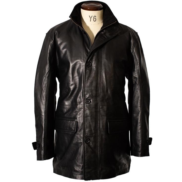 Liugoo Leathers LIUGOO 本革 レザーセミロングコート 通勤