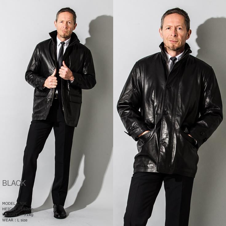 Liugoo Leathers LIUGOO 本革 レザーセミロングコート 通勤