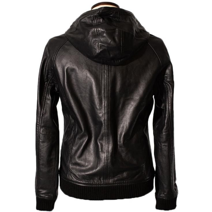 Liugoo Leathers LIUGOO 本革 レザーハイネックパーカー メンズ