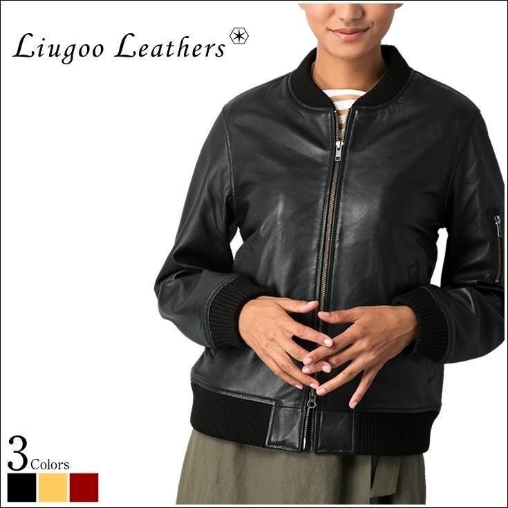 Liugoo Leathers 本革 レザーMA-1フライトジャケット レディース Liugoo Leathers 本革 レザーMA-1フライトジャケット レディース