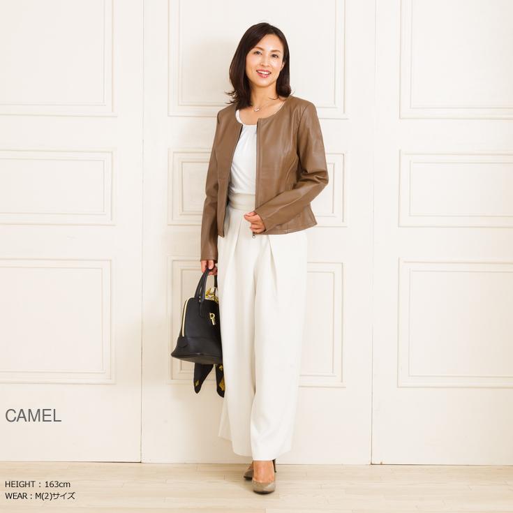 LIUGOO 本革 ノーカラーシングルジャケット レディース リューグー SRN01LA  レザージャケット ライダースジャケット AP | Liugoo Leathers | 10