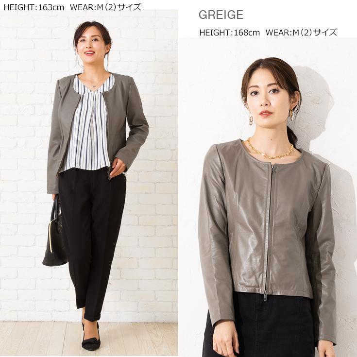 LIUGOO 本革 ノーカラーシングルジャケット レディース リューグー SRN01LA  レザージャケット ライダースジャケット AP | Liugoo Leathers | 12