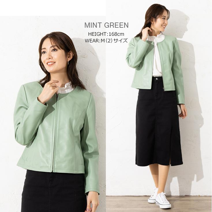 LIUGOO 本革 ノーカラーシングルジャケット レディース リューグー SRN01LA  レザージャケット ライダースジャケット AP | Liugoo Leathers | 13