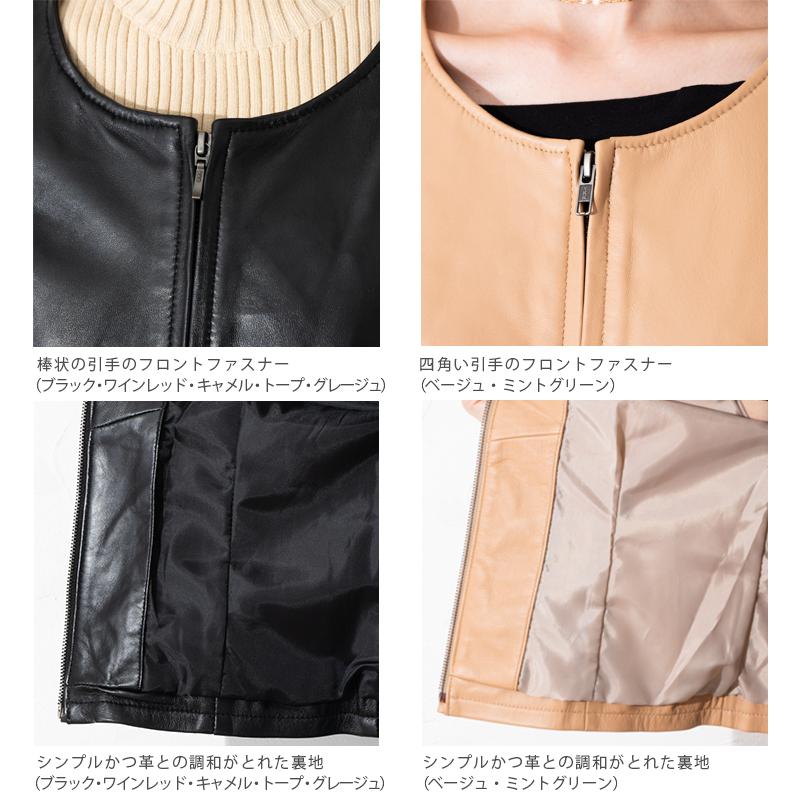 LIUGOO 本革 ノーカラーシングルジャケット レディース リューグー SRN01LA  レザージャケット ライダースジャケット AP | Liugoo Leathers | 15
