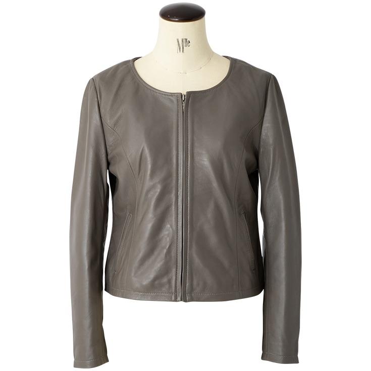 LIUGOO 本革 ノーカラーシングルジャケット レディース リューグー SRN01LA  レザージャケット ライダースジャケット AP | Liugoo Leathers | 16