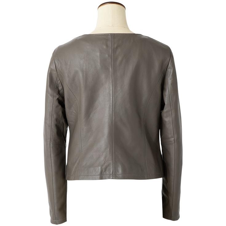 LIUGOO 本革 ノーカラーシングルジャケット レディース リューグー SRN01LA  レザージャケット ライダースジャケット AP | Liugoo Leathers | 17