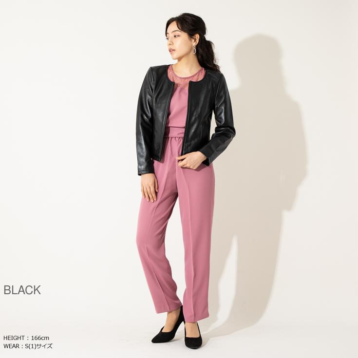 LIUGOO 本革 ノーカラーシングルジャケット レディース リューグー SRN01LA  レザージャケット ライダースジャケット AP | Liugoo Leathers | 06