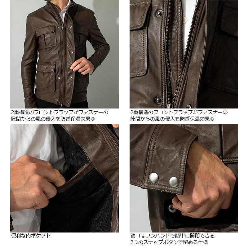 【30%OFFクーポン】LIUGOO 本革 M-65タイプ レザーフィールドジャケット メンズ リューグー SFJ24A  レザージャケット 革ジャン ブルゾンの画像