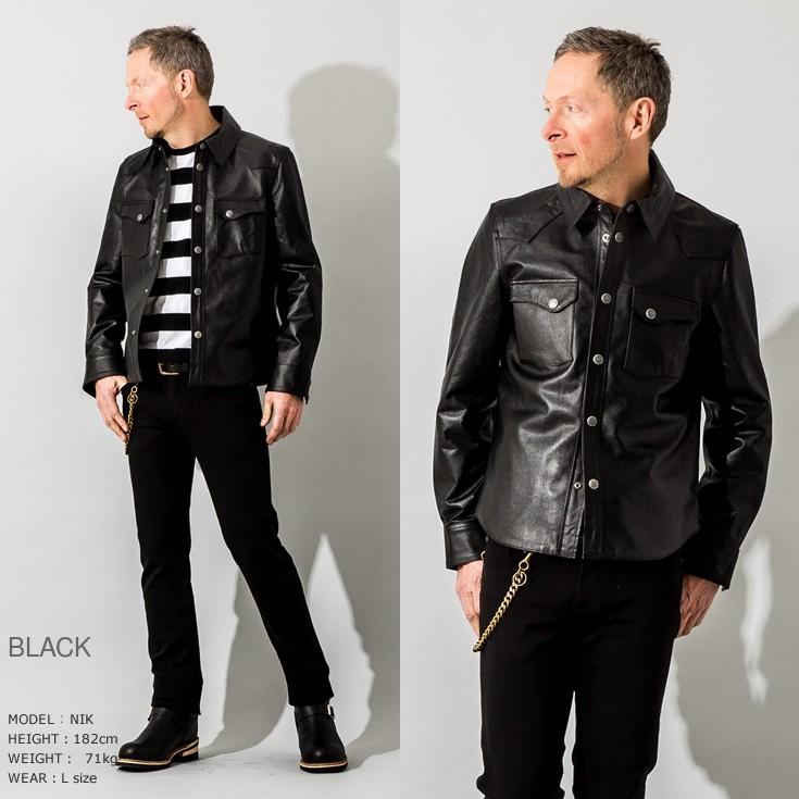 国民民主、 Liugoo Leathers 本革 レザーウエスタンシャツ メンズ