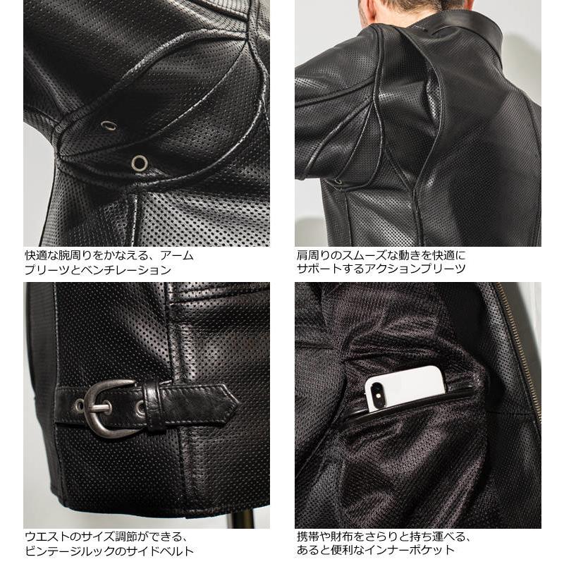Liugoo Leathers 本革 メッシュシングルライダースSRS03B Liugoo Leathers 【20周年記念10%OFFクーポン】本革 メッシュレザー