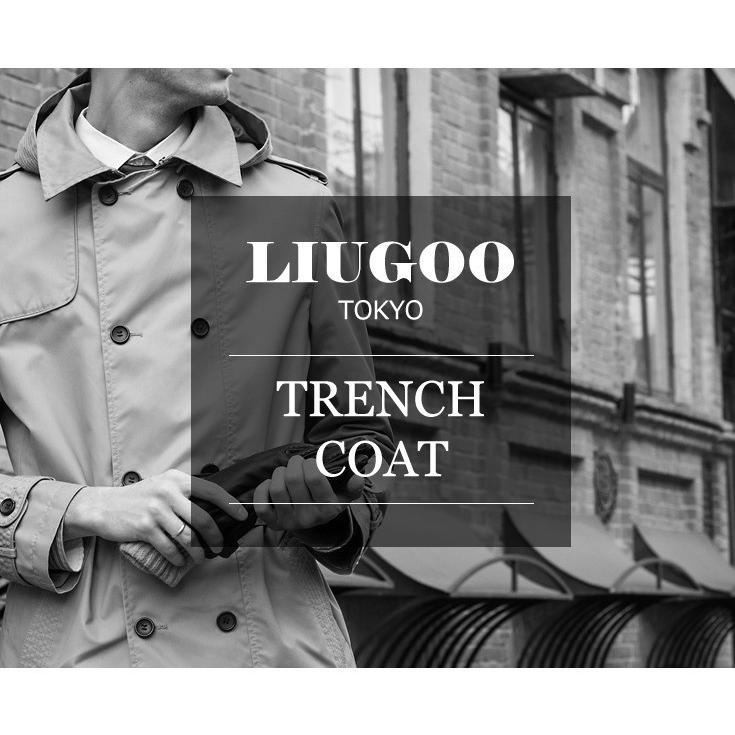 LIUGOO 本革 レザーロングトレンチコート メンズ リューグー COT04A  レザージャケット ビジネスコート｜liugoo｜02