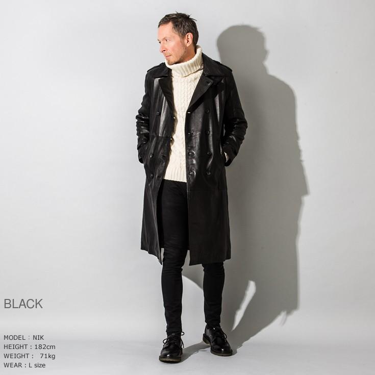 Liugoo Leathers LIUGOO 本革 レザーロングトレンチコート Liugoo Leathers LIUGOO 本革 レザーロングトレンチコート
