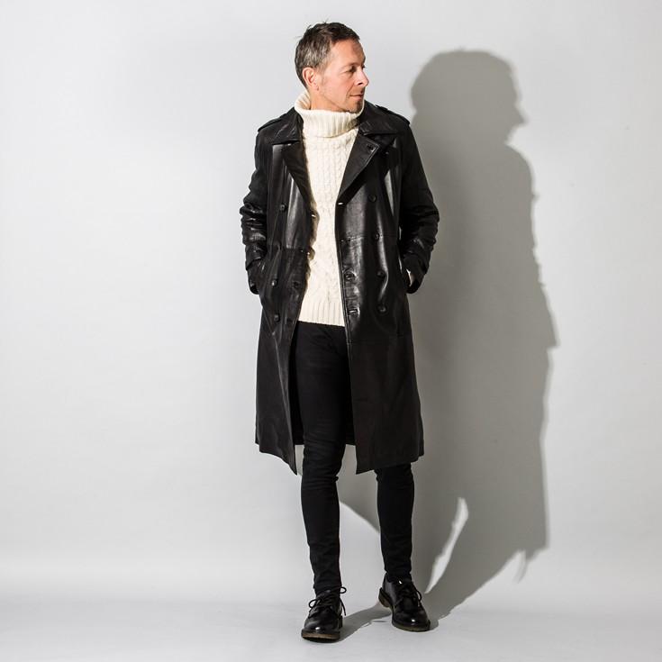 リューグーレザー メンズ レザーPコート LL 黒 ロングコート 本革 Liugoo Leathers 【20周年記念10%OFFクーポン】LIUGOO 本革 レザー