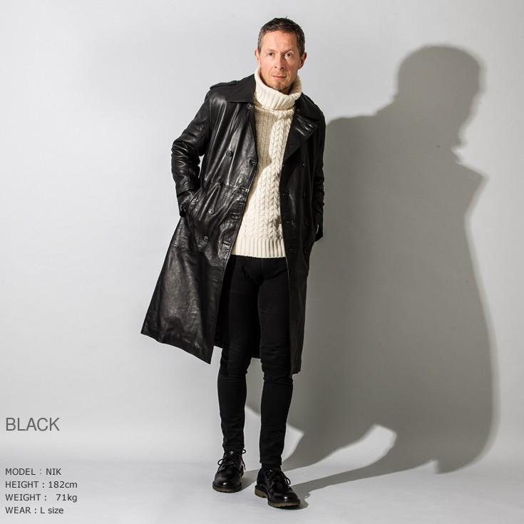 LIUGOO 本革 レザーロングトレンチコート メンズ リューグー COT04A  レザージャケット ビジネスコート | Liugoo Leathers | 12