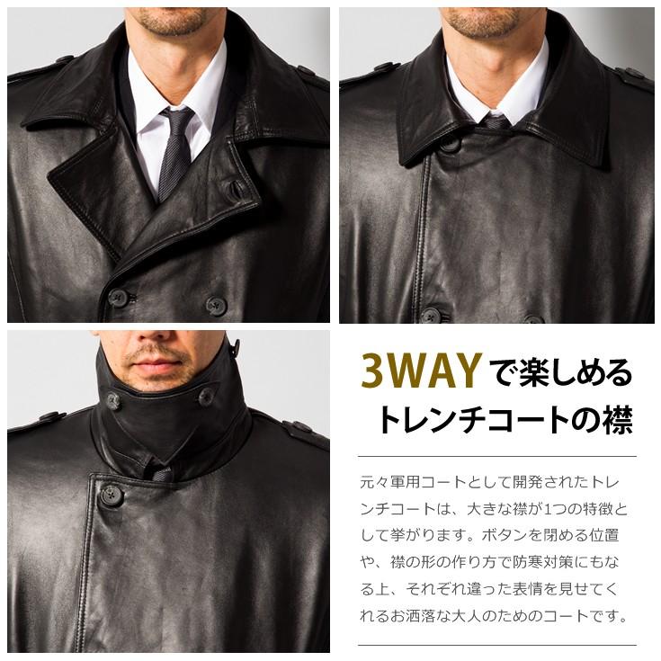 LIUGOO 本革 レザーロングトレンチコート メンズ リューグー COT04A  レザージャケット ビジネスコート | Liugoo Leathers | 05