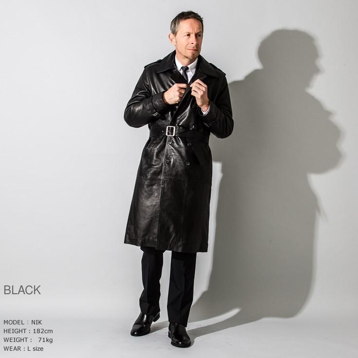 LIUGOO 本革 レザーロングトレンチコート メンズ リューグー COT04A  レザージャケット ビジネスコート | Liugoo Leathers | 07