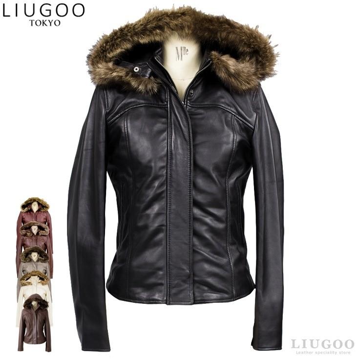 Liugoo Leathers LIUGOO 本革 フード付ハイネックシングルジャケット 