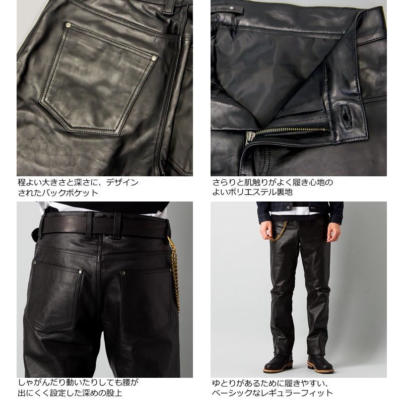 Liugoo Leathers リュウグウレザーズ レザーパンツ キルティング Liugoo Leathers 本革 レギュラーフィットレザーパンツ メンズ