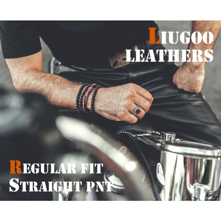 Liugoo Leathers 本革 レギュラーフィットレザーパンツ メンズ
