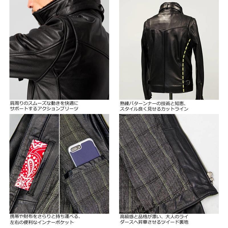 aZitator 本革 襟ボアハイネックシングルライダースジャケット メンズ