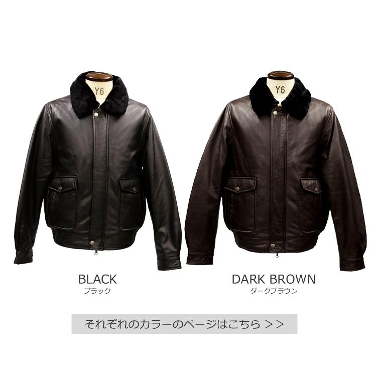 Liugoo Leathers LIUGOO 本革 襟ボアレザーブルゾン ボンバー Liugoo Leathers LIUGOO 本革 襟ボアレザーブルゾン ボンバー