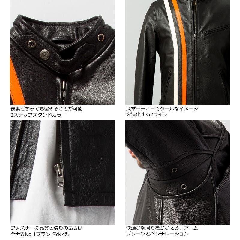 Liugoo Leathers 本革 プロテクター付シングルライダースジャケット