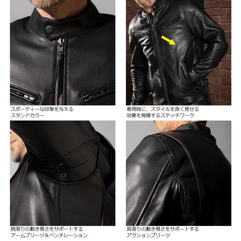 Liugoo Leathers 本革 プロテクター付シングルライダースジャケット メンズ リューグーレザーズ SRS11A  レザージャケット バイカージャケット｜liugoo｜14