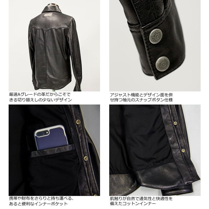 aZitator 本革 ディアスキンレザーウエスタンシャツ メンズ aZitator 本革 ディアスキンレザーウエスタンシャツ メンズ