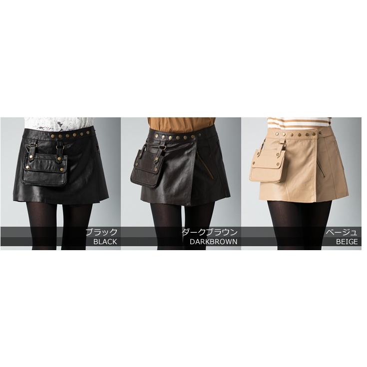 ラップスカート（巻きスカート） レディース 本革 9156 レザーパンツ  