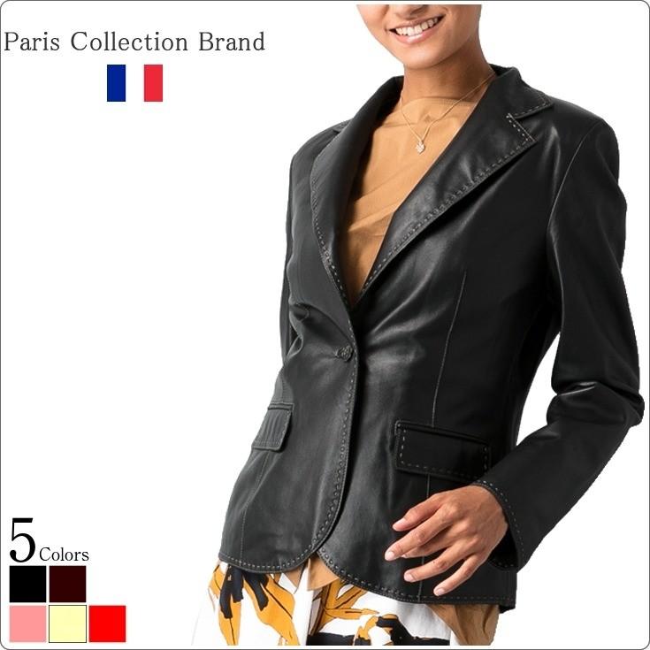 Paris Collection Brand 本革 テーラードジャケット レディース パリ 