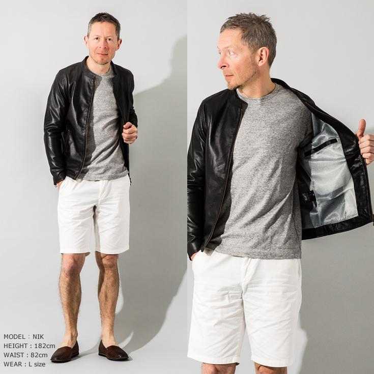 【20周年記念20%OFFクーポン】本革 メッシュレザー シングルライダースジャケット メンズ SRS09B  シングルライダース ダブルライダース レザージャケット | Liugoo Leathers | 07