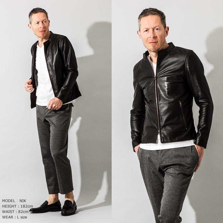 【20周年記念20%OFFクーポン】本革 メッシュレザー シングルライダースジャケット メンズ SRS09B  シングルライダース ダブルライダース レザージャケット | Liugoo Leathers | 08