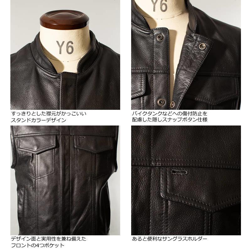 Liugoo Leathers 水牛革 レザーベスト 黒 Lサイズ Liugoo Leathers 本革 モーターサイクルクラブベスト メンズ