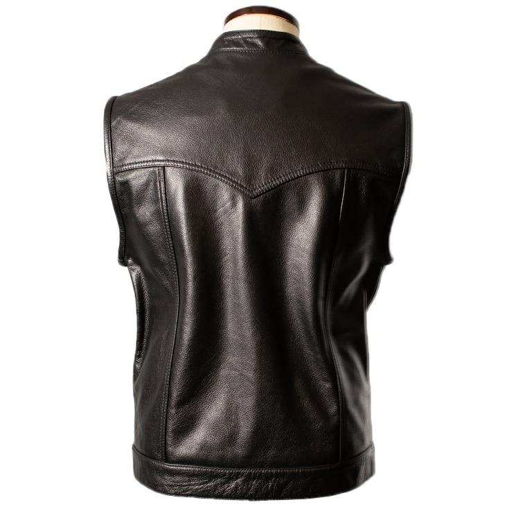 Liugoo Leathers 水牛革 レザーベスト 黒 Lサイズ Liugoo Leathers 本革 モーターサイクルクラブベスト メンズ