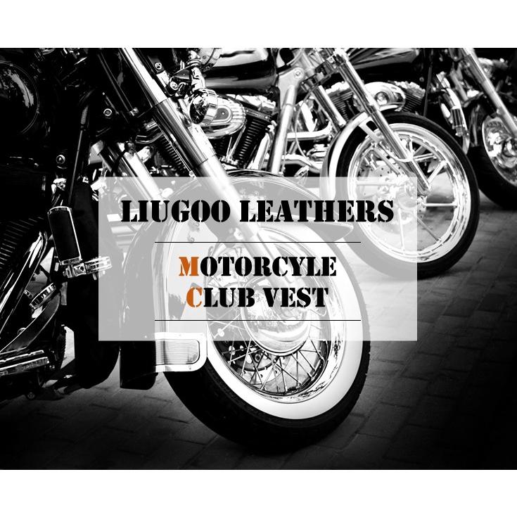 Liugoo Leathers 本革 モーターサイクルクラブベスト メンズ